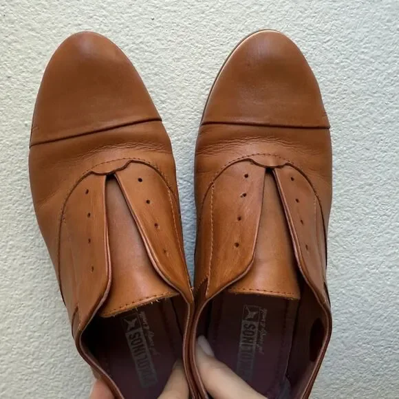 Pikolinos Pyrgos Laceless Slip On Oxford Shoes in Tan Brown Leather size 36 - Picture 10 of 13